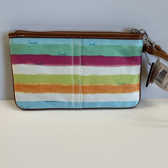 Coach Hampton Watercolor Stripe Wristlet Bag - Multicolor - NWT - Picture 3 of 9